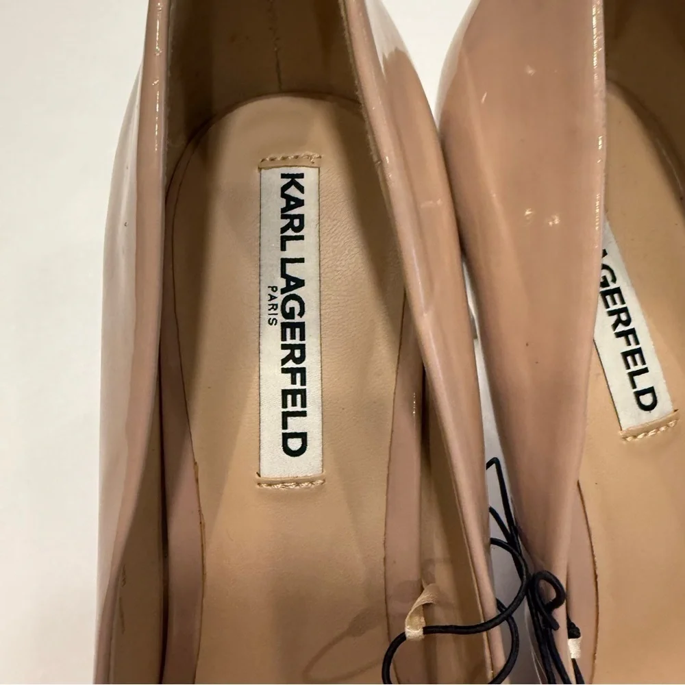 KARL LAGERFELD PARIS Patent Leather Pumps Nude Size 9.5M NEW